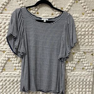 Navy blue striped T-shirt blouse